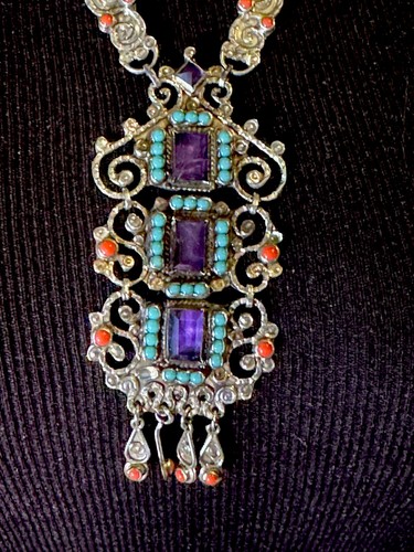 ANTIQUE STERLING NECKLACE ESCORCIA 950 MEXICO TP 120 STATEMENT PIECE - Bild 2 von 15