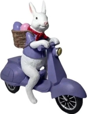Figur Osterdeko Osterfest Deko Osterhase Ostern Häschen mit Motorroller 19cm Top