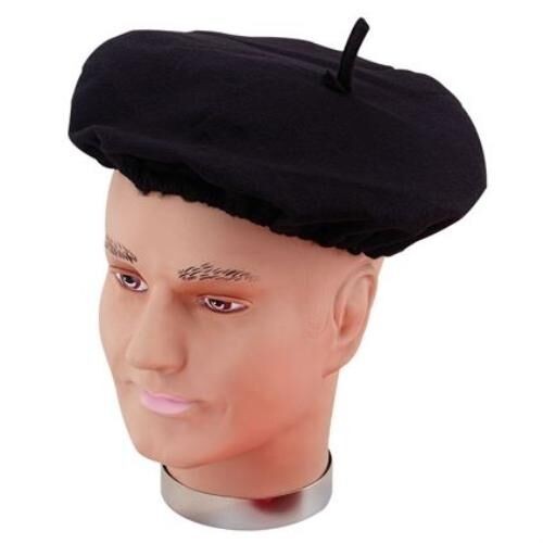 Black Felt French Beret Hat Allo Allo France Fancy Dress Accessory