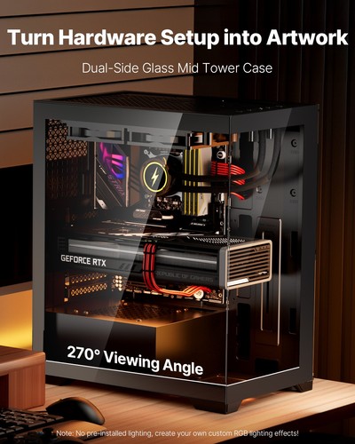 VEVOR Case per PC Compatto 2 Ventole Case per Computer da Gioco Scheda Madre ATX - Foto 2 di 12
