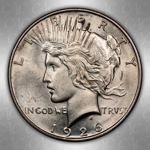 1926 D Peace Dollar CAC AU 58 - Bright Coin!