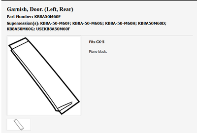 NEW OEM Mazda 2017-2025 CX-5 Rear Left Door Garnish Trim Applique