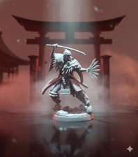 Statuina 3D Karasu Tengu Custode delle Montagne in resina dipinta a mano