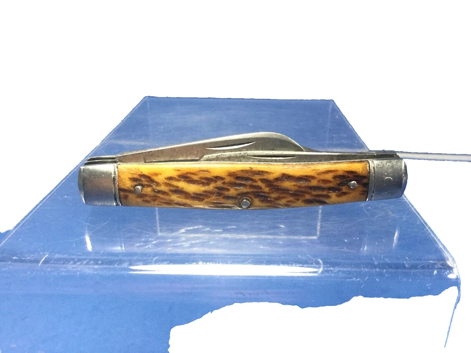 Vintage, Ulster Knife Co, 3-Blade, Deer Bone Handle Knife, 1920's-40's - Image 2 of 4