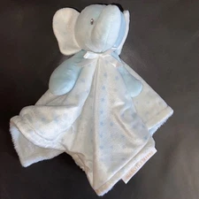 Blankets & Beyond Baby Blanket Elephant Plush White Blue Stars Lovey HTF