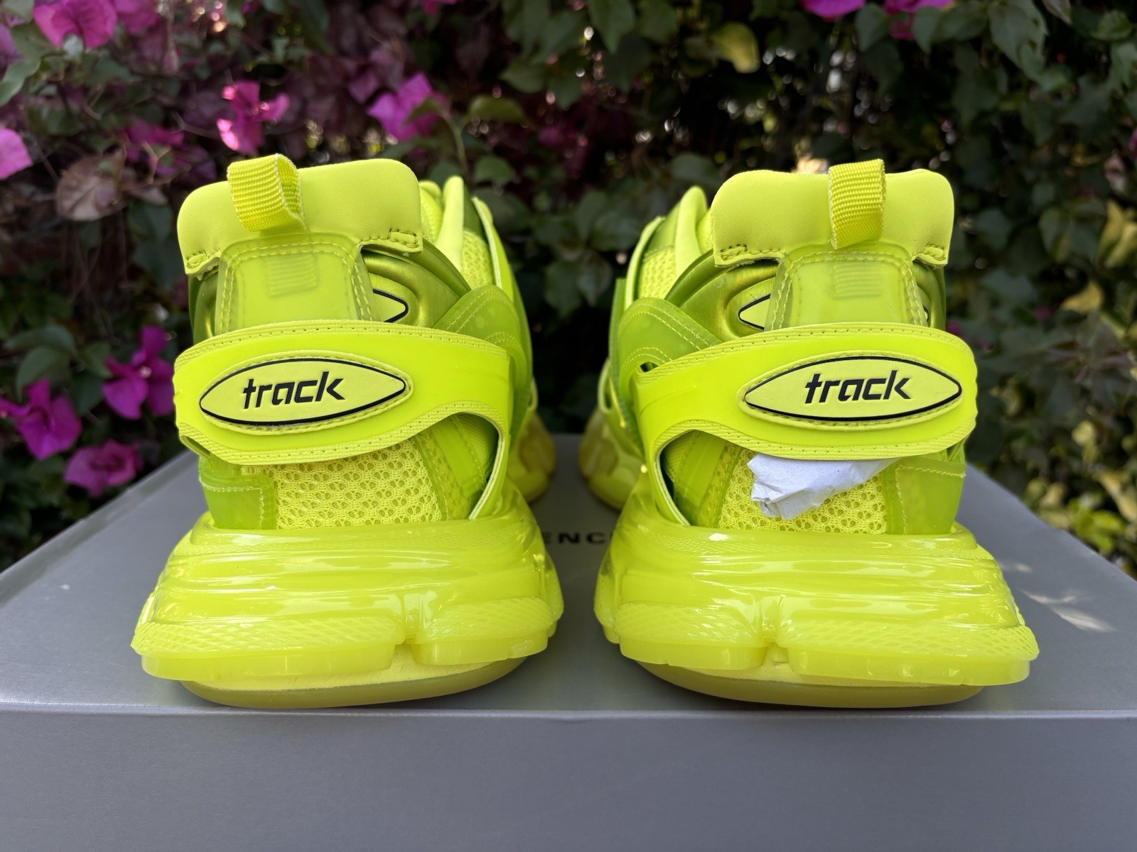 SAOLA Sneakers Balenciaga Track suola trasparente nuove con scatola $1150 verde lime taglia 47 US 14