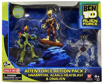 Ben 10 Swampfire~Alan as Heatblast~DNAlien Alien Force Action Figure Pack 2 NEW