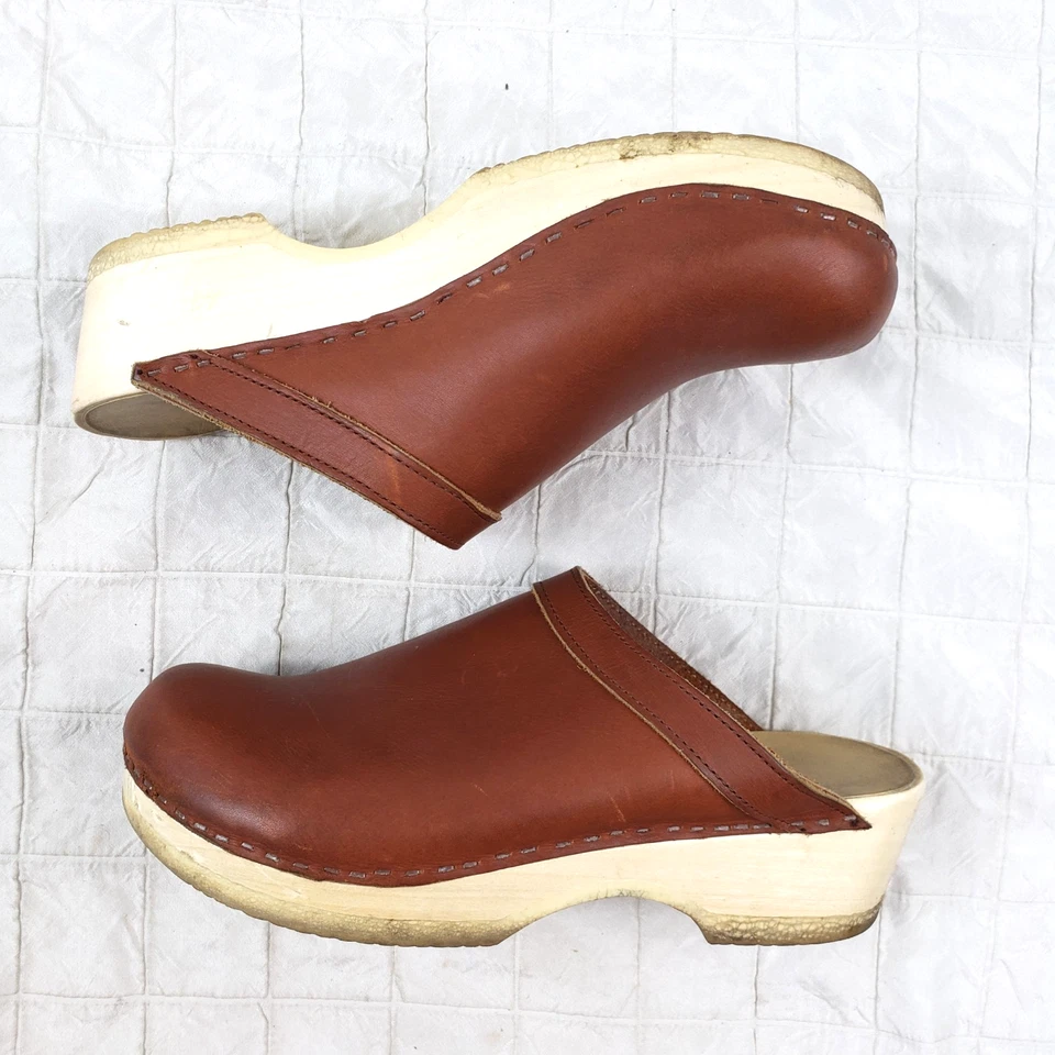 Zueco de cuero marrón SVEN para mujer talla 10,5 EU 41 hecho en EE. UU. Foto 4 de 4