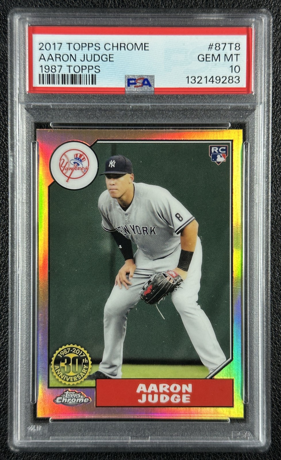 AARON JUDGE PSA 10 2017 TOPPS CHROME #87T-8 ROOKIE 1987 BASEBALL RC YANKEES 9283