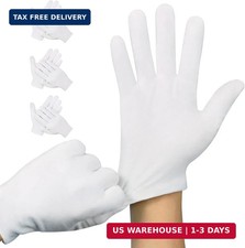 3 Pairs White Cotton Gloves, Premium Cotton Gloves for Dry Hands Sleeping, White