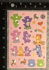 1 Sheet Care Bears Stickers Share Bear Good Luck Bear Cheer Bear Roller Skates