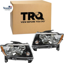 Driver and Passenger Side Headlight Assembly Set Black Bezel without Projector H