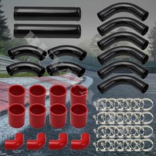 12pcs Aluminum Turbo Intercooler Black Piping Kit Integra Rsx Tl Cl K20 K24 Dc5