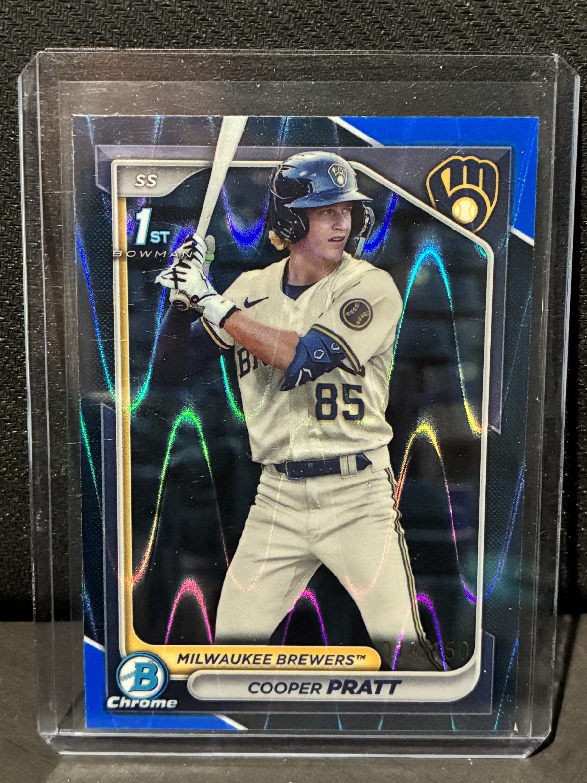 2024 Bowman Chrome 1st COOPER PRATT BLUE RAYWAVE #/150 BREWERS #BCP-137