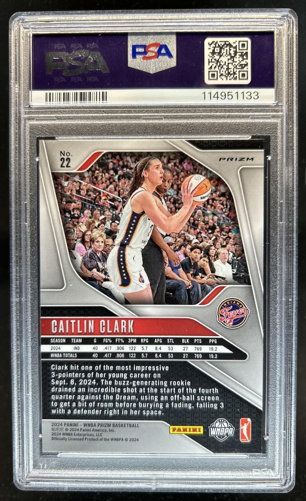2024 Panini WNBA Prizm Caitlin Clark RC Green Rookie #22 Fever PSA 10 GEM MINT view 2