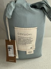 Coyuchi Cloud Soft Organic Cotton Sateen King Duvet Cover Pacific Blue