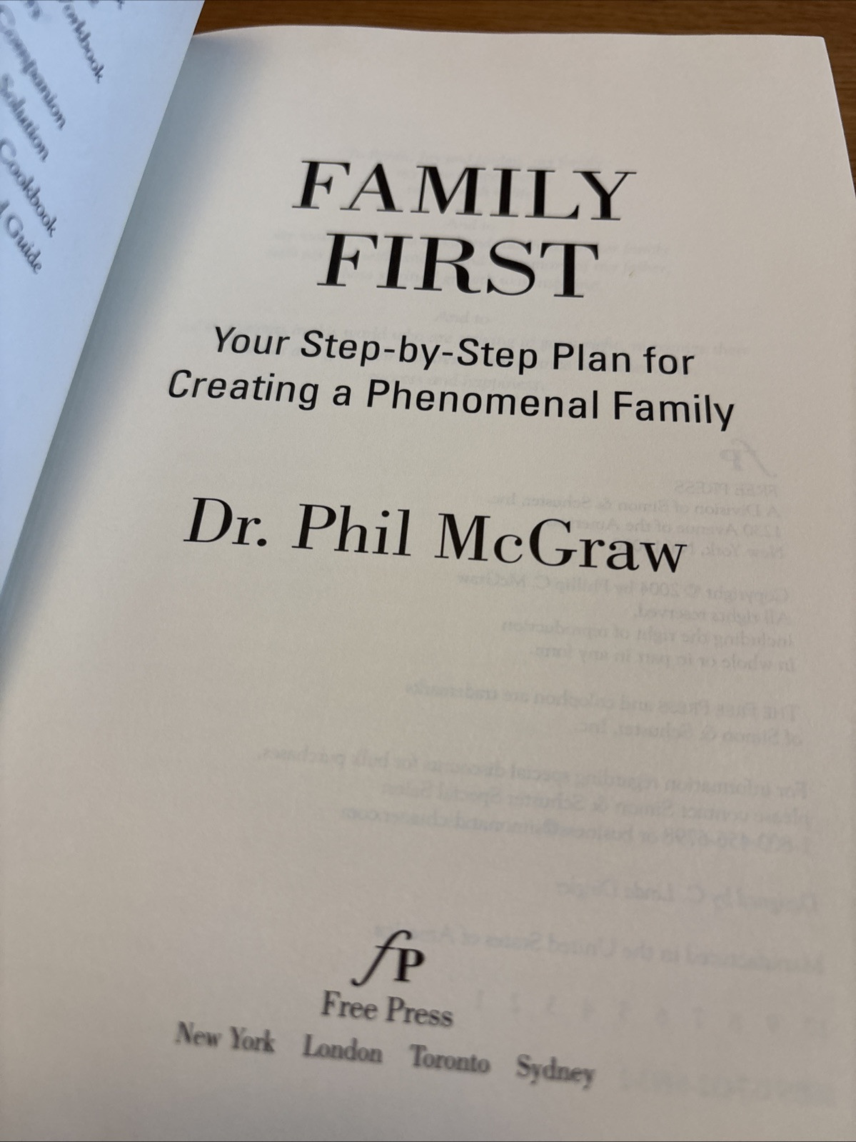 Family First: Your Step-by-Step Plan Dr Phil Hardback No Slip Cover FREE P&P