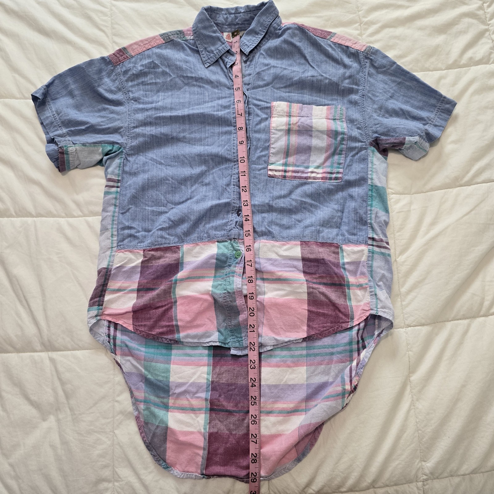 VTG Chambeli Plaid Patchwork Chambray  Droptail R… - image 7