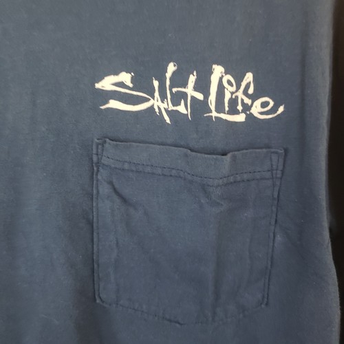 Salt Life Live Salty Men's Blue Long Sleeve Graphic Logo T-Shirt Size S - Picture 4 of 14