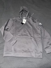 Adidas Fleece Hoodie Women  s Size Large Dark Gray /White Logo New Warn Cotton