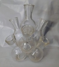 Vintage 7 Cluster Glass Bud Vase Round Plant Propagation Station MCM