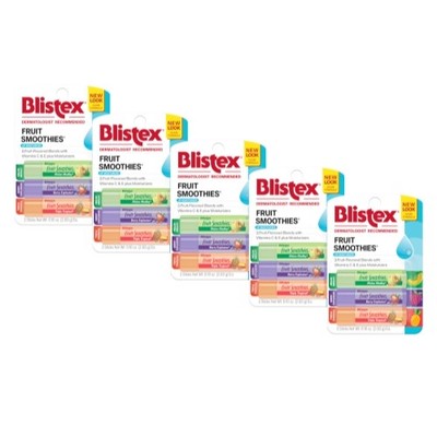 5 Pack Blistex Fruit Smoothies Lip Balm Vitamins C & E 3 0.1 Oz Sticks Ea