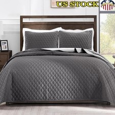 Ultrasonic Reversible Full Queen Quilt Bedding Set with Pillow Shams, 90x96