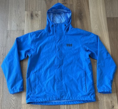 Helly Hansen Seven J Blue Rain Jacket Men Helly Tech Waterproof Hooded Large L