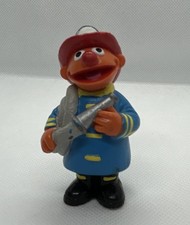 Applause Sesame Street Ernie Firefighter Figurine Blue Coat Red Hat