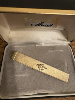 *EUC* Vintage Anson Shriner Gold Tone Tie Clip Bar in Original Box
