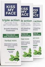 Kiss My Face Triple Action Toothpaste Herbal Mint 4.5 oz   Pack of 3