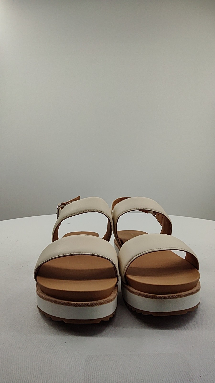 Quince Womens White Italian Leather Platform Sandal Size 7