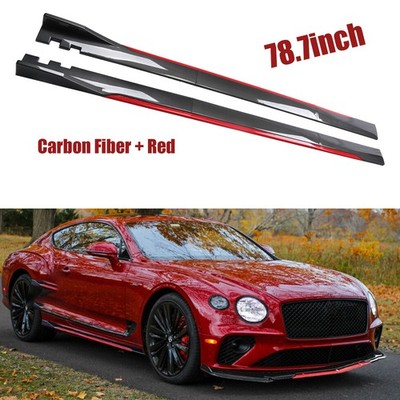 Carbon Fiber Style Side Skirt Extension Spoiler Splitter For Bentley Continental
