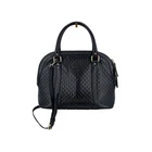 Gucci Black Leather Microguccissima Dome Medium Satchel Shoulder Bag