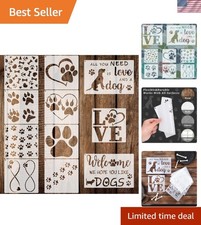 11-Piece Dog Paw Print Stencils Set for DIY Crafts with Metal Storage Ring