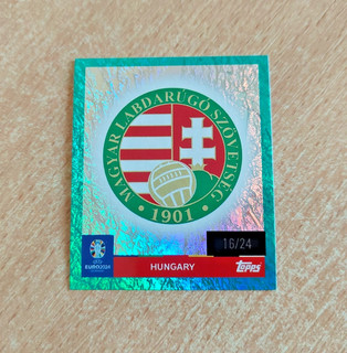 Topps Euro 2024 Sticker Swiss Edition Turquoise 16/24 Crest HUN 1 Parallel