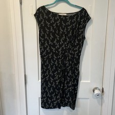 Ann Taylor LOFT Floral Sleeveless Dress Size Large Women's Black white Spring