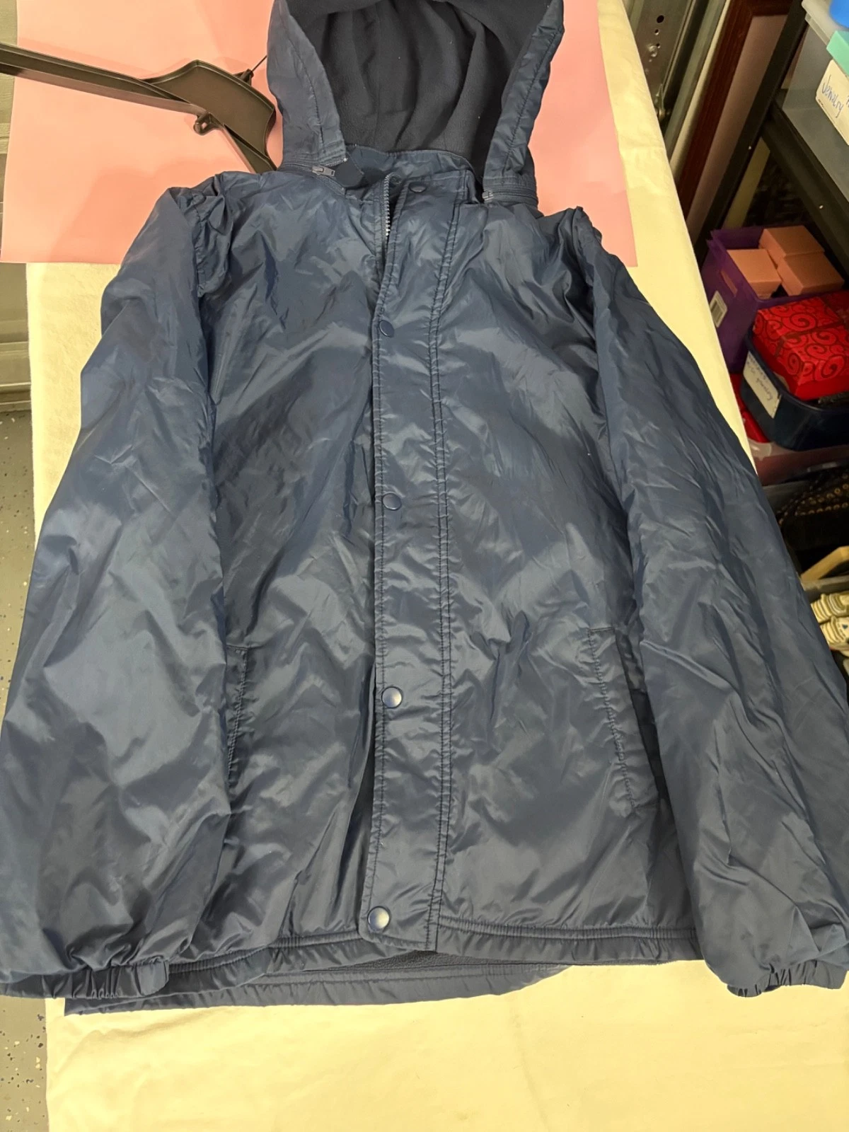 NAVY BLUE WONDER NATION HOODED RAIN JACKET WITH FLEECE LINING SIZE 2XL (18)