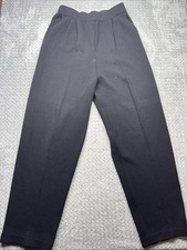 St. JOHN Marie Gray Women  s Black Knit Stretch Pleated Pant Straight Leg Size 10