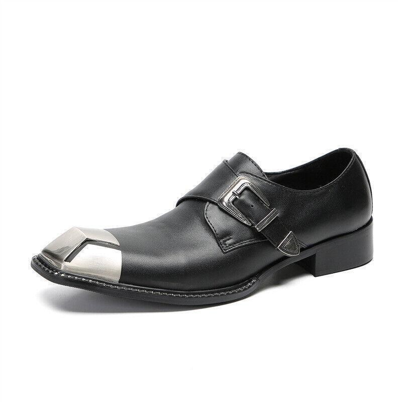 SAOLA Scarpe uomo punta quadrata fibbia pelle clubwear casual eleganti Oxford