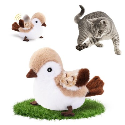 Cat Toys Flapping Bird(No Flying)， Rechargeable Touch-Activated Interactive T...