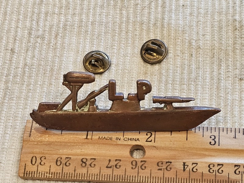 WWII USN Navy Philippines Made PT Boat Brass Badge Medal L@@K!!!
