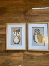 Abstract picture Owl & Fox   Art pre framed print 