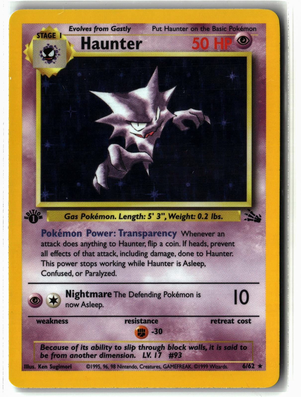 Haunter ⭐️ 6/62 Holo 1st Edition Rare Fossil 1999 Pokemon NM/LP