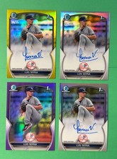 Lot of (4) LUIS SERNA Auto 2023 Bowman Chrome Auto Refractor Yellow Purple