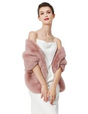BEAUTELICATE Women's Faux Fur Shawl Winter Wedding Stoles Wrap for Bridal Eve...