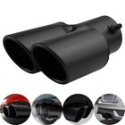 Dual Exhaust Tips Black Stainless Steel Inlet 1.5inch-2.4inch Custom Slant Round