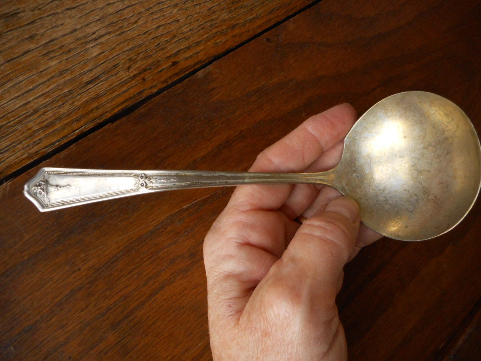 Vintage Bouquet Silverplate Flatware Ladle Tarnished Farmhouse Flea Market