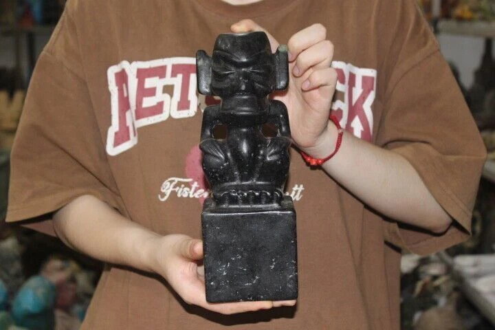 9.6" China Cultura Sanxingdui Antiguo Jade Sacrificio Gente Sello Sello Estatua Foto 4 de 4