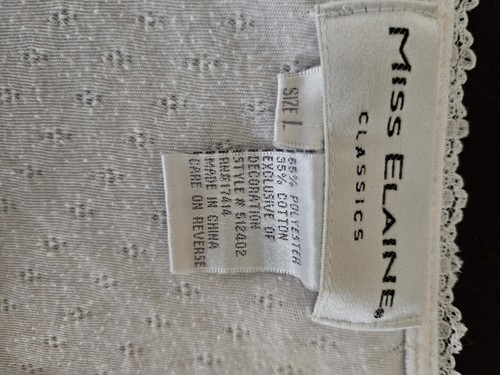 Miss Elaine Classic Long Ivory Nightgown L w Delicate Embroidered Pink Flowers - Picture 6 of 9